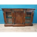 19th C. rosewood credenza with two glass doors and one central blind door {105 cm H x 176 cm W x