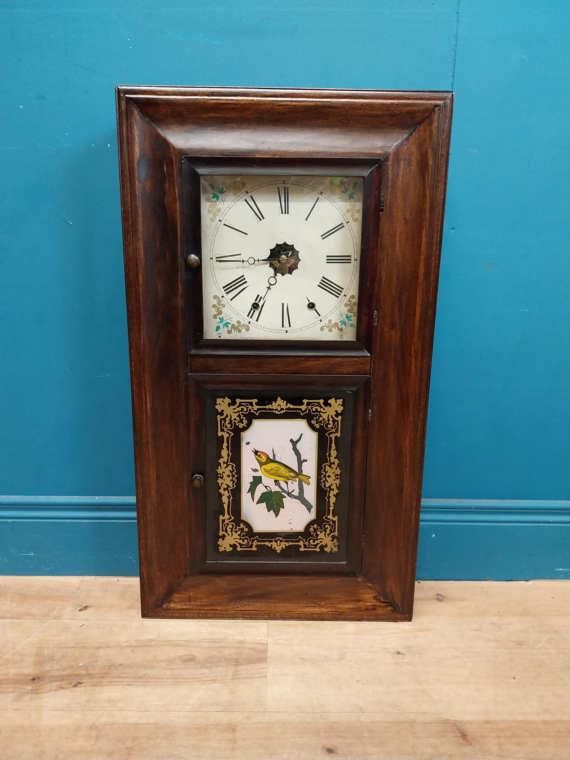 Early 20th C. mahogany wall clock {77 cm H x 43 cm W x 13 cm D}.