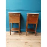 Pair of Edwardian Kingwood bedside lockers with marble tops, ormolu mounts and single drawer over