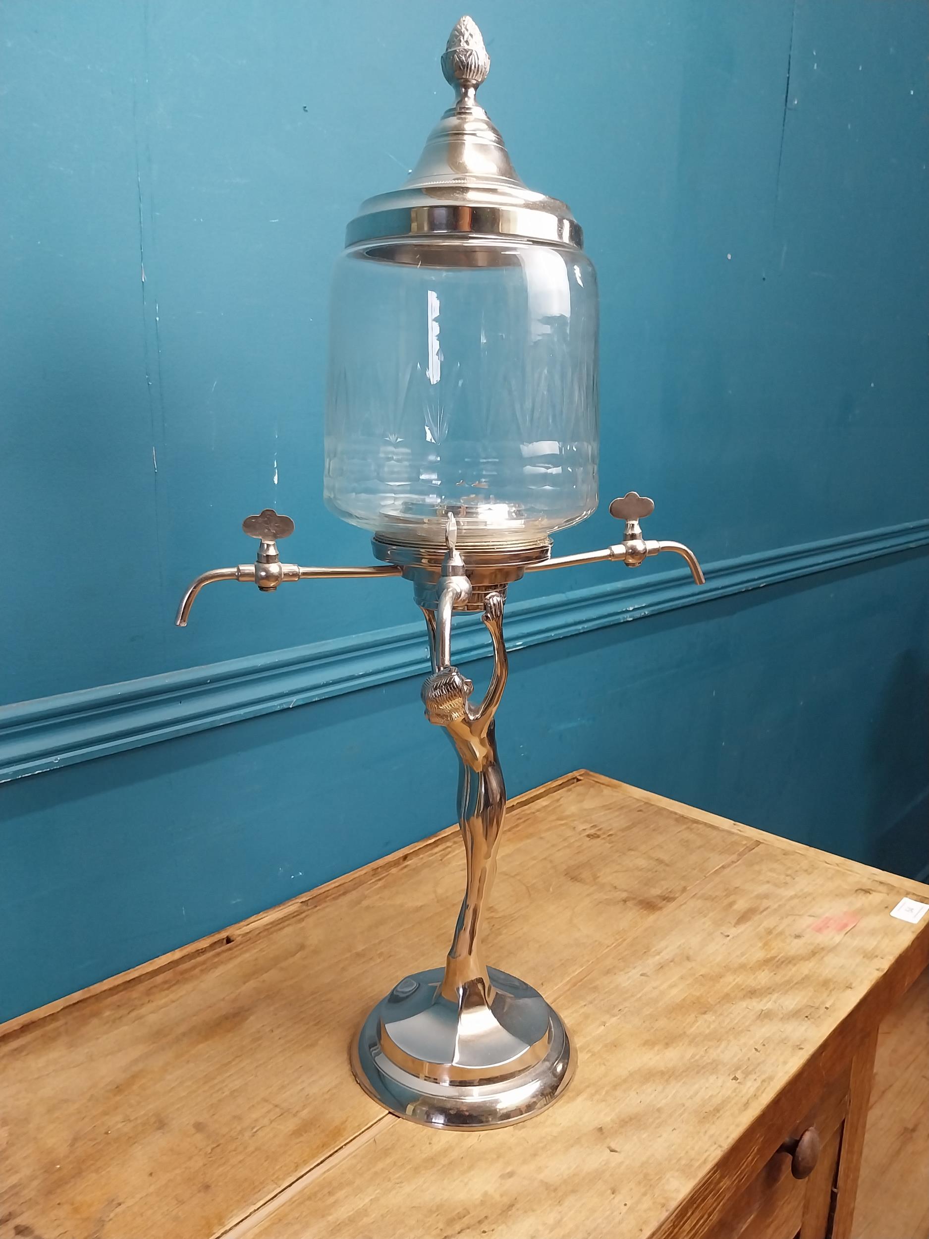 Art Deco Silver plate and glass four tap Absinthe dispenser {}. - Image 5 of 7