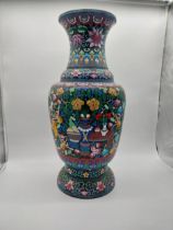 Large oriental cloisonne vase. {64 cm H x 30 cm Dia.}.