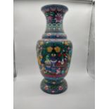 Large oriental cloisonne vase. {64 cm H x 30 cm Dia.}.