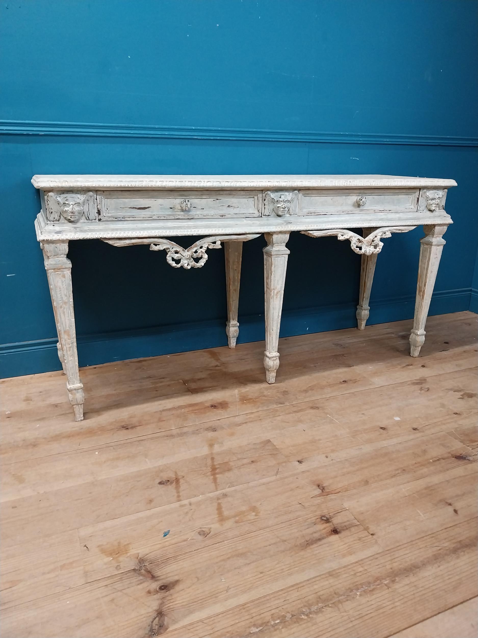 Good quality French painted pine console table with two drawers in the frieze raised on square - Image 2 of 10