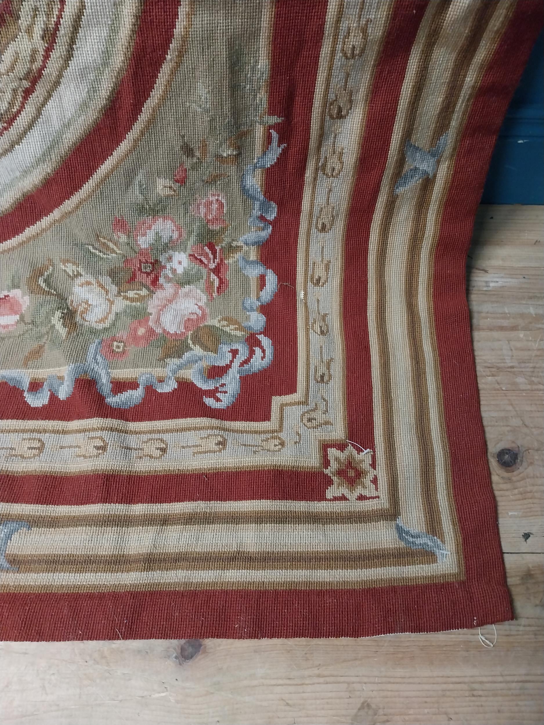 Late 19th C. French Aubusson carpet - tapestry with floral decoration. {381 cm L x 300 cm W}. - Image 4 of 6