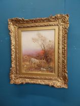 20th C. watercolour Rural Scene by Tom Lloyd in ornate gilt frame. {48 cm H x 41 cm W}.