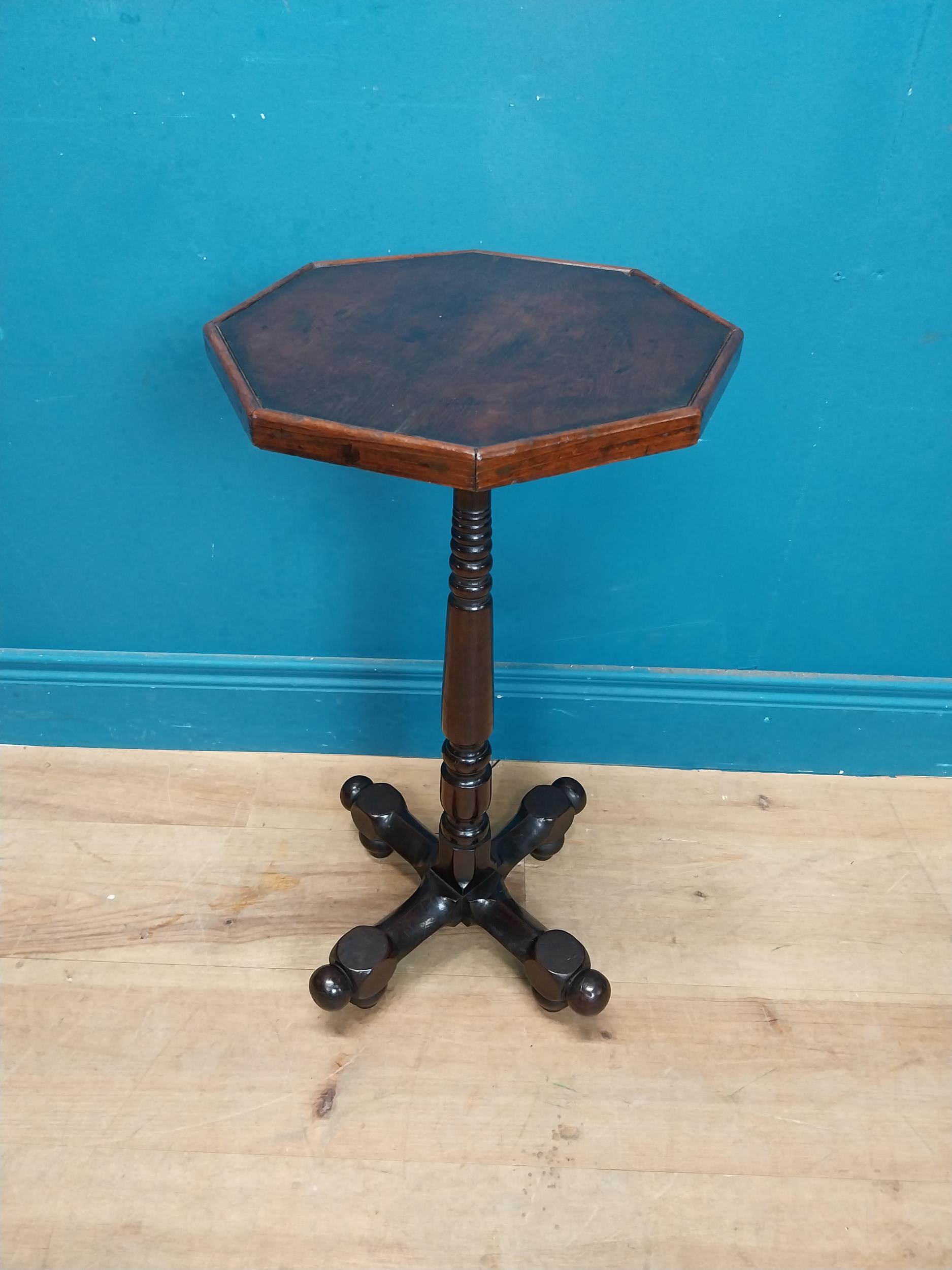 Rare 19th C. fruitwood wine table with octagonal top on turned column in the Aesthetic movement - Image 7 of 8