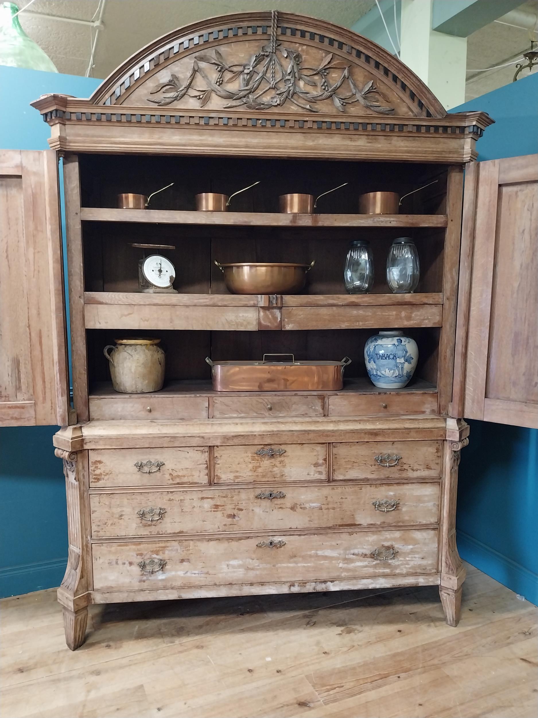 Early 19th C. French oak pantry cupboard {250 cm H x 182 cm W x 60 cm D}. - Image 3 of 10