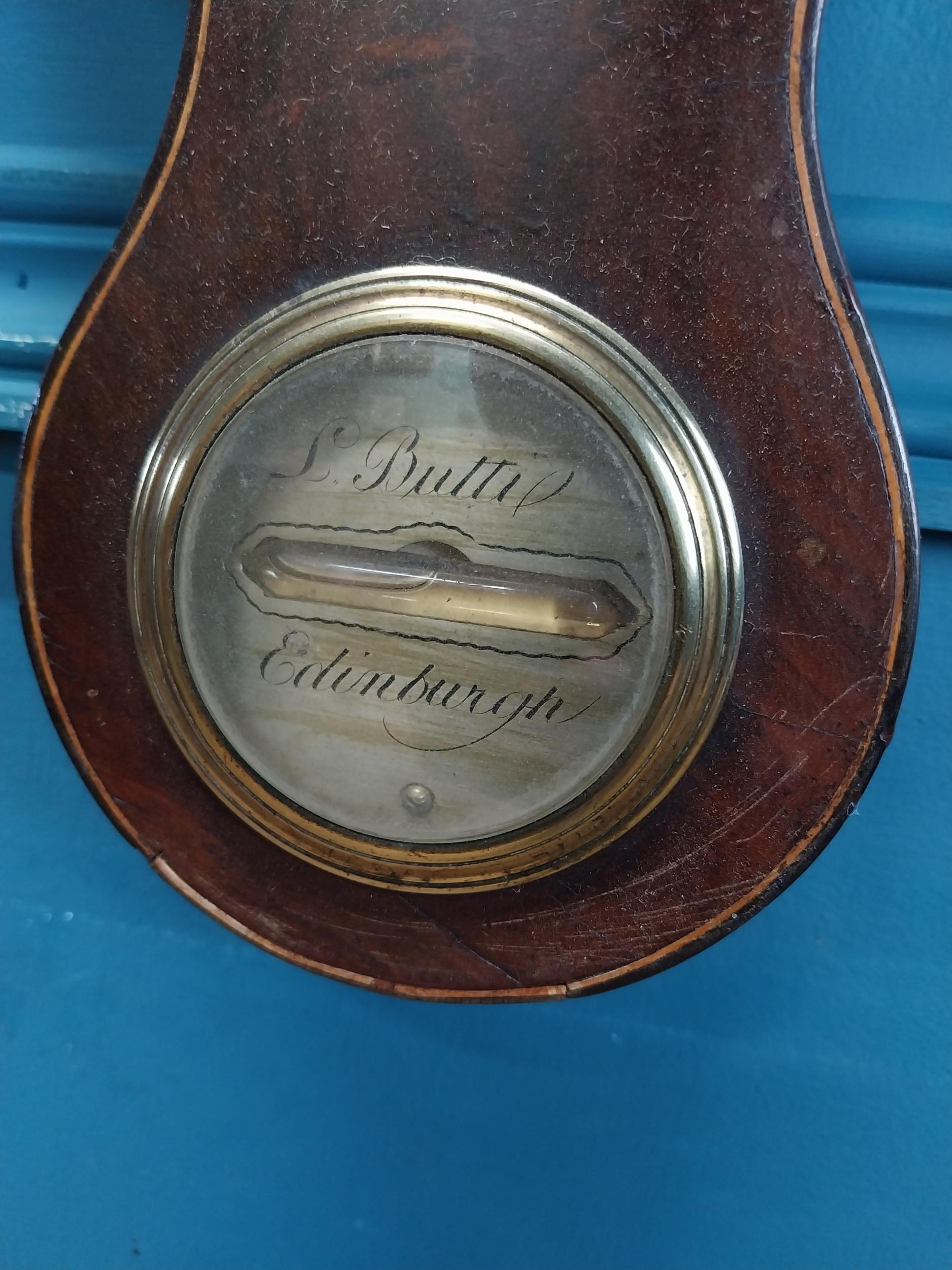 19th C. mahogany barometer L Butti Edinburgh. {98 cm H x 27 cm W}. - Bild 3 aus 8