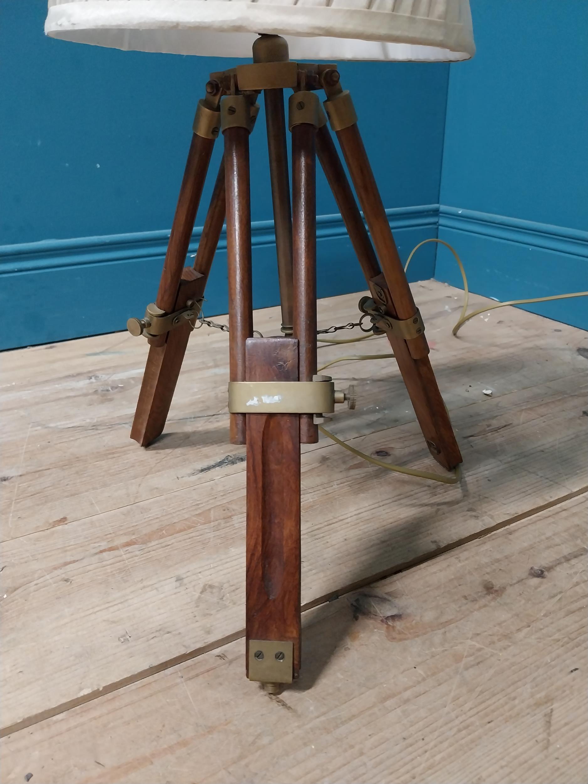 Vintage table lamp mounted on mahogany tripod base {53 cm H x 34 cm Dia.}. - Image 2 of 3