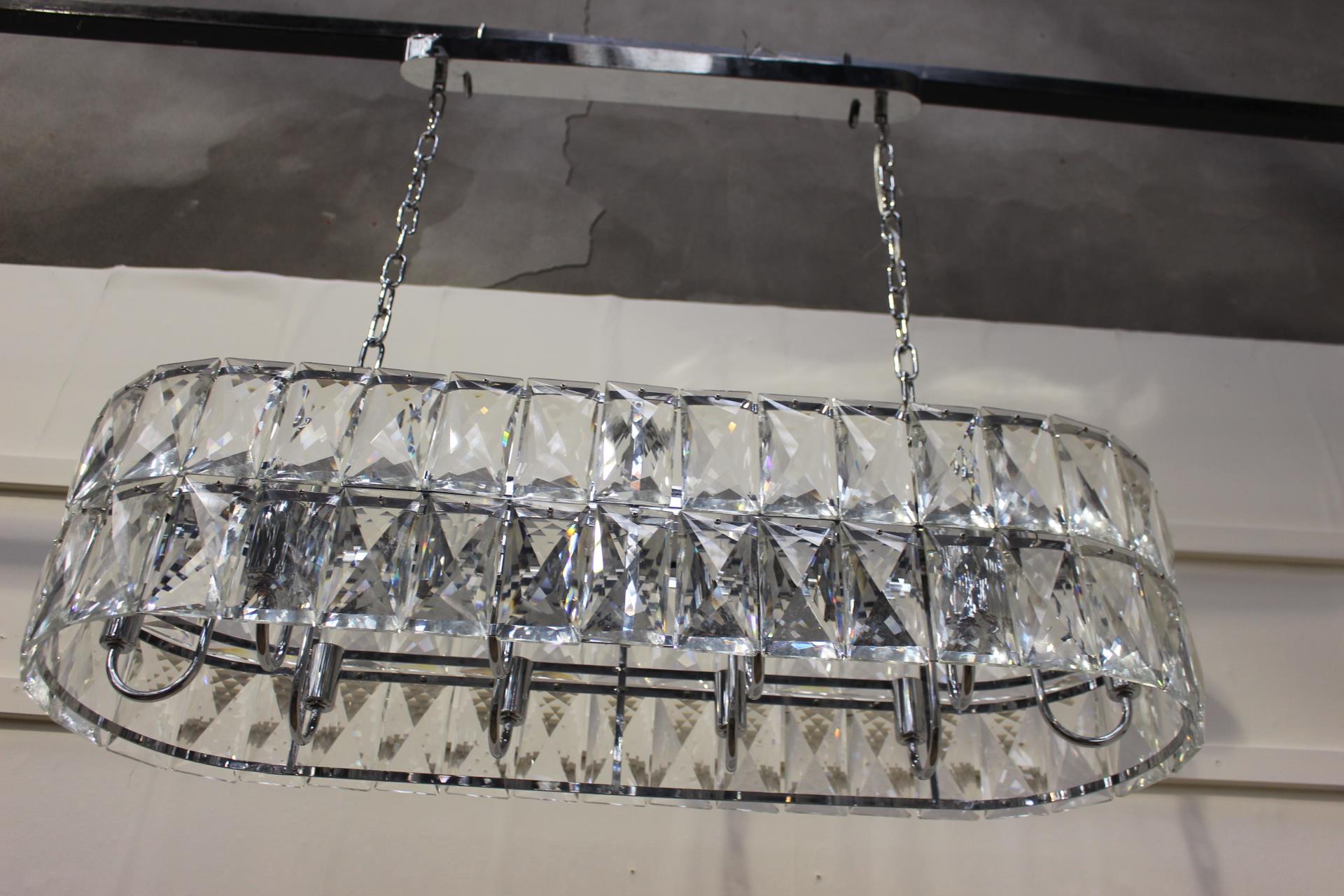 Chrome and glass rectangular hall light with ten chrome branches {H 65cm x W 98cm x D 30cm}. - Image 2 of 2