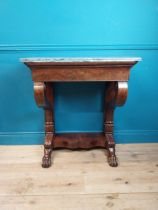 Good quality Will IV French mahogany console table with marble top with shaped supports raised on