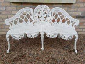 Cast aluminium garden bench in the Coalbrookdale style {H 78cm x W 131cm x D 60cm }.