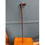 19th C. bog oak walking stick decorated with shamrocks. {94 cm H x 12 cm W}