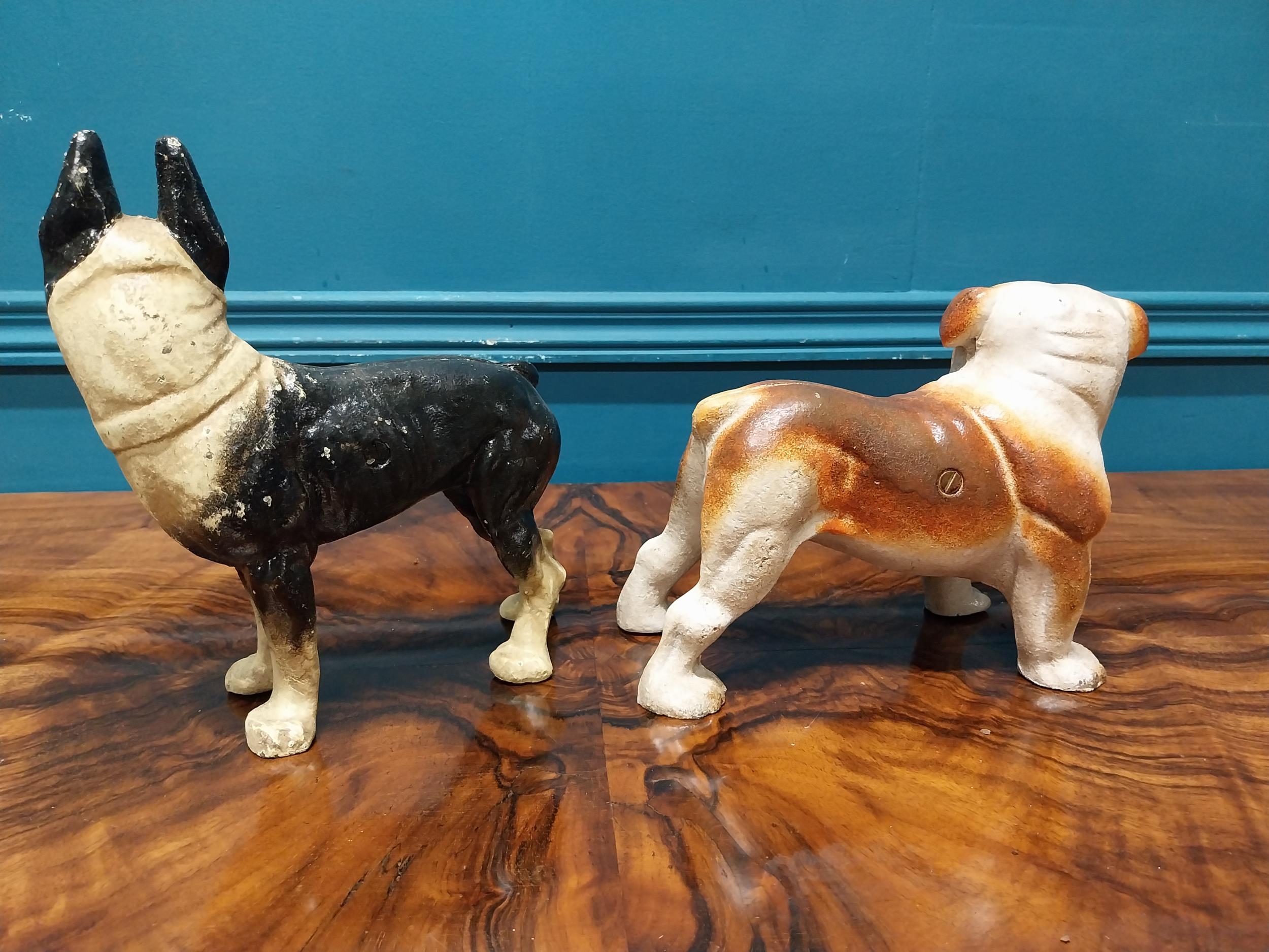 Two painted cast iron models of Dogs. {{16 cm H x 20 cm W x 12 cm D} and {20 cm H x 20 cm W x 10 - Image 2 of 3