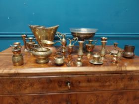 Large collection of 1950's brass including vases, bowls etc.