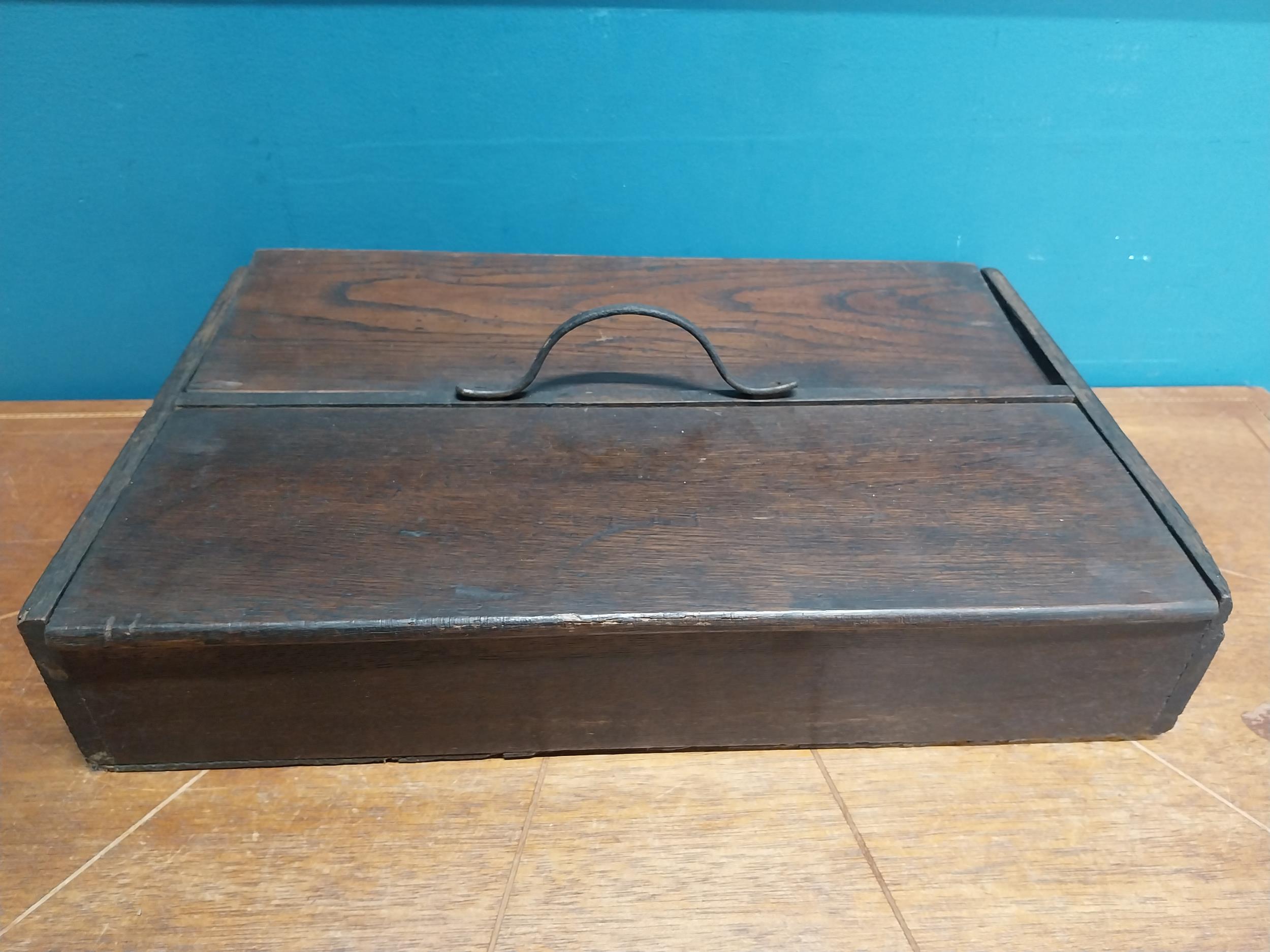 19th C. mahogany cutlery box with metal handle. {12 cm H x 20 cm W x 14 cm D}. - Image 6 of 6