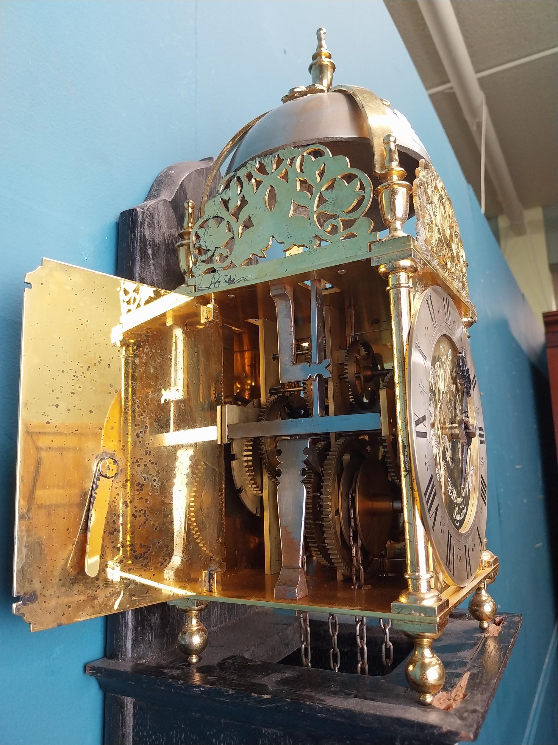 1970's gold plated lantern clock William Gray London. { 60cm H X 18cm Sq. }. - Image 13 of 14