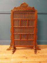 Early 20th C. hardwood fire screen with Arabic inserts.