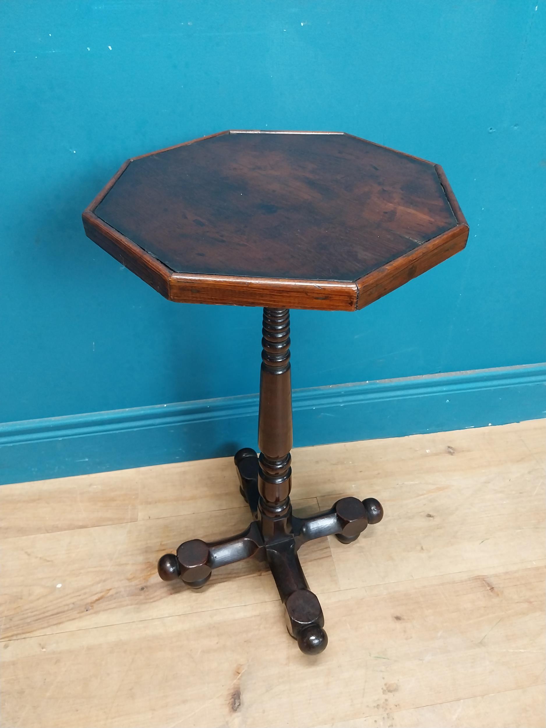 Rare 19th C. fruitwood wine table with octagonal top on turned column in the Aesthetic movement - Image 3 of 8