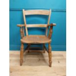 19th C. pine open armchair on turned legs. {98 cm H x 57 cm W x 48 cm D}.