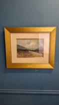 Percy French Rural Cottage scene watercolour mounted in frame {picture measurements 24 cm H x 34