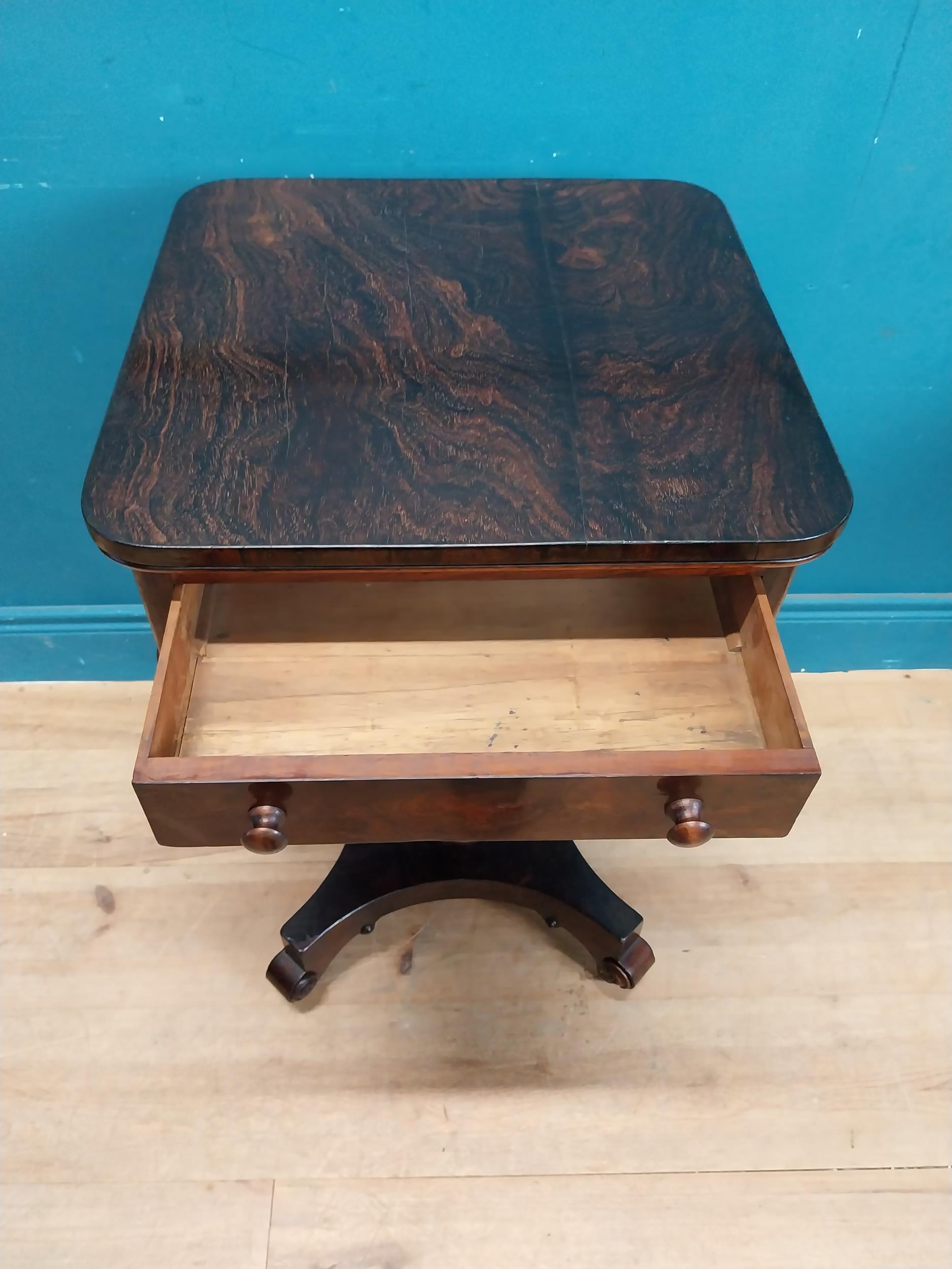 William IV rosewood lamp table with single drawer in frieze raised on bow shaped support on platform - Image 5 of 8