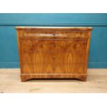 19th C. burr walnut chest of drawers with four graduated drawers raised on bracket feet. {88 cm H