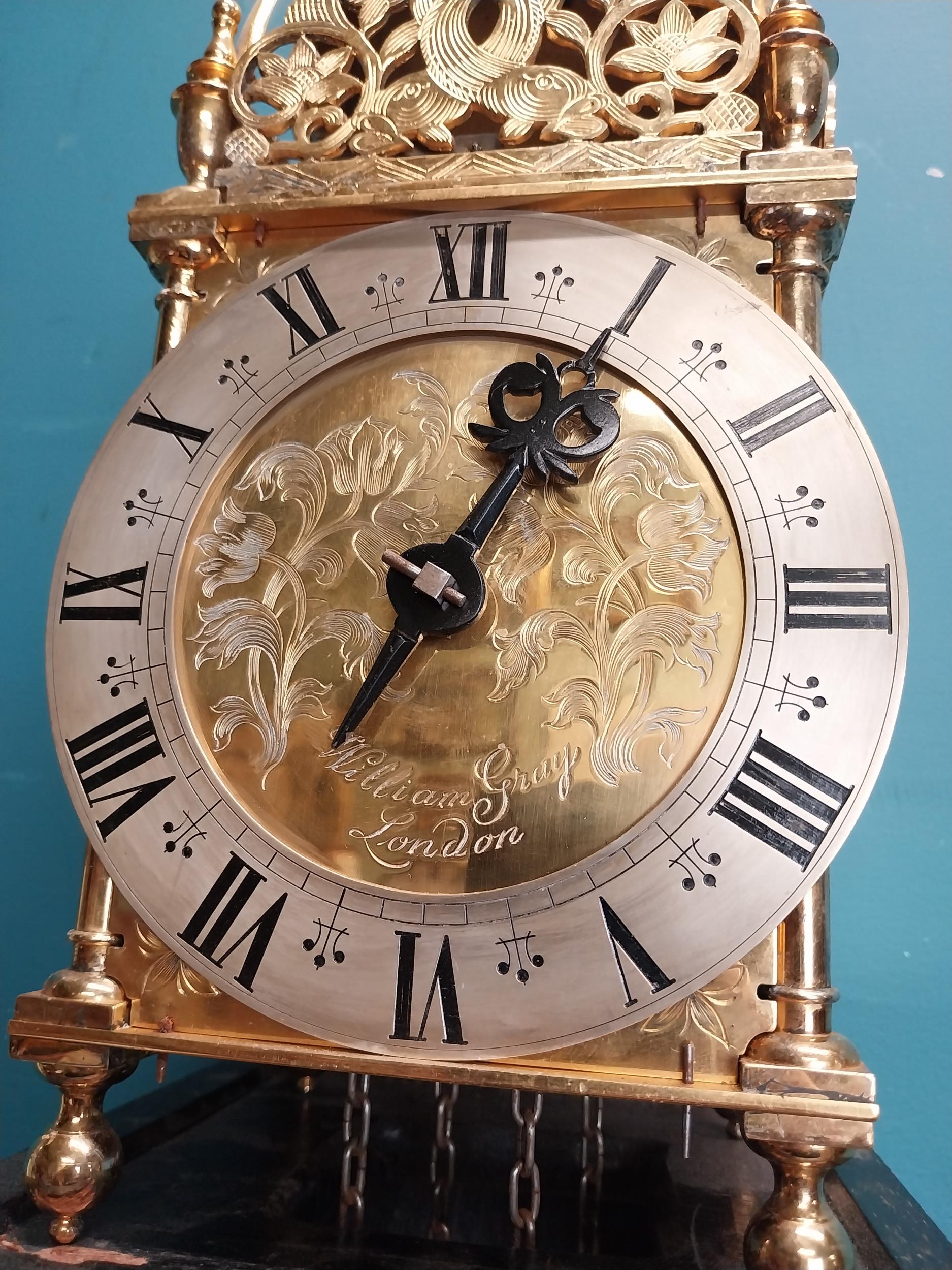 1970's gold plated lantern clock William Gray London. { 60cm H X 18cm Sq. }. - Image 6 of 14