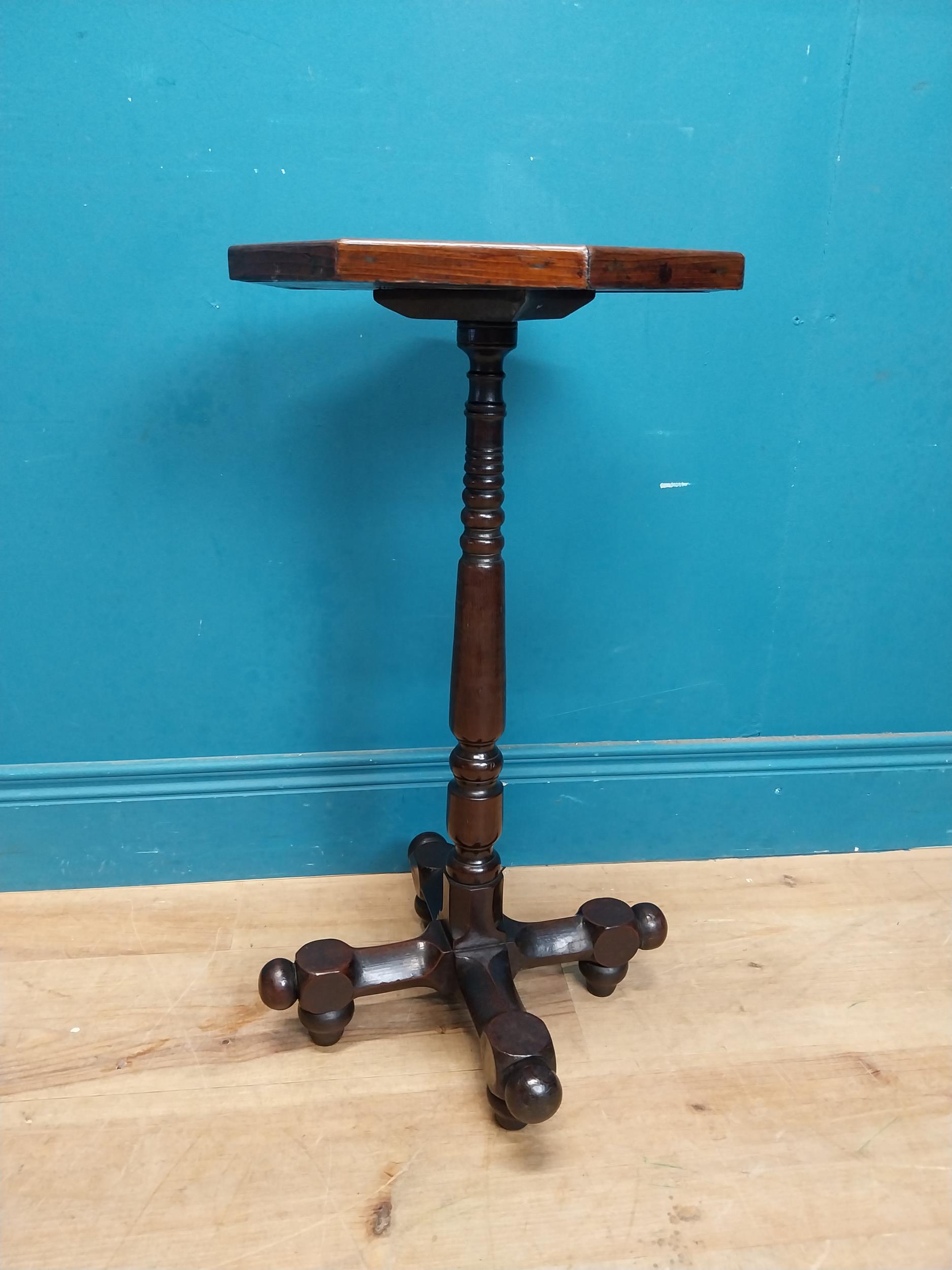 Rare 19th C. fruitwood wine table with octagonal top on turned column in the Aesthetic movement