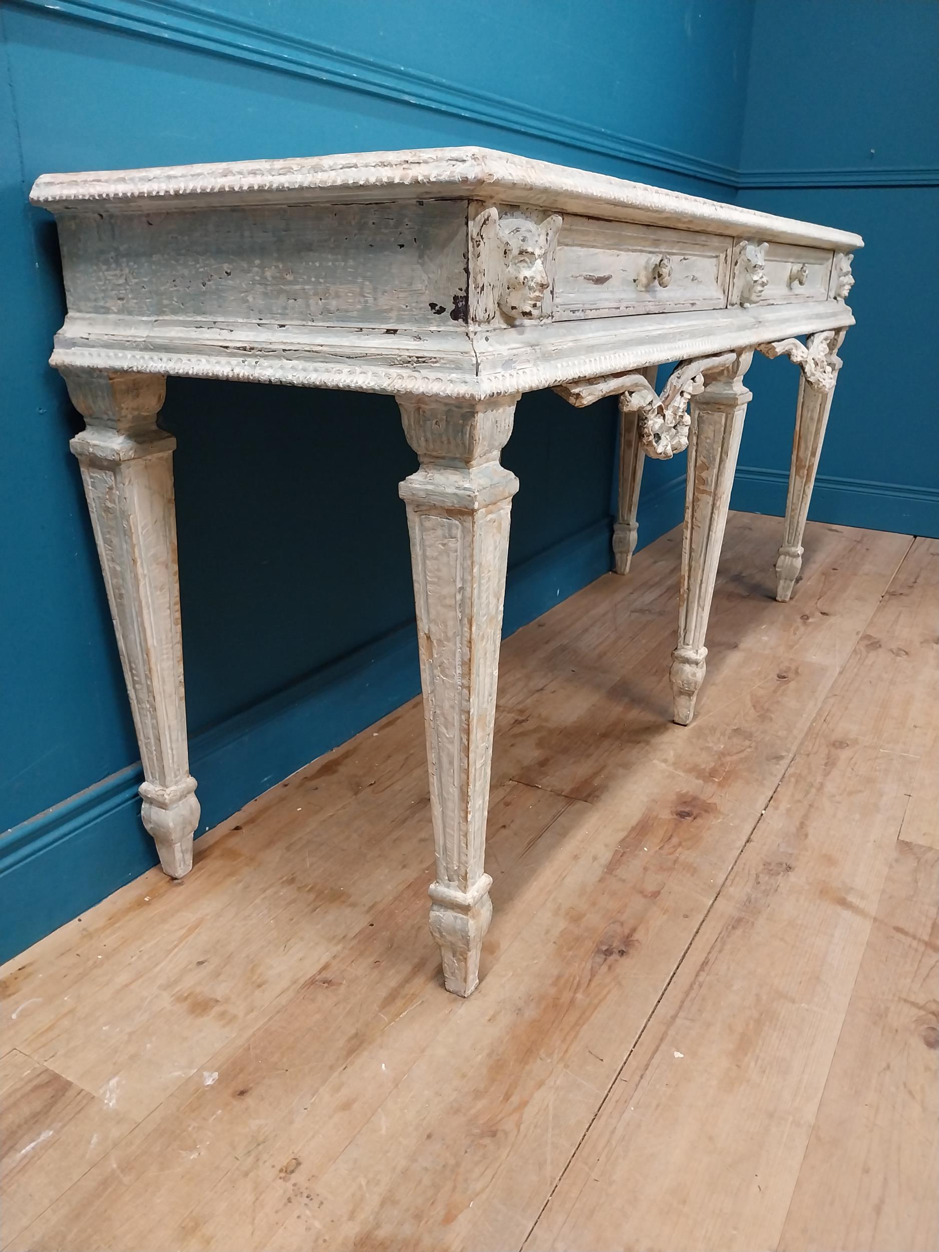 Good quality French painted pine console table with two drawers in the frieze raised on square - Image 7 of 10