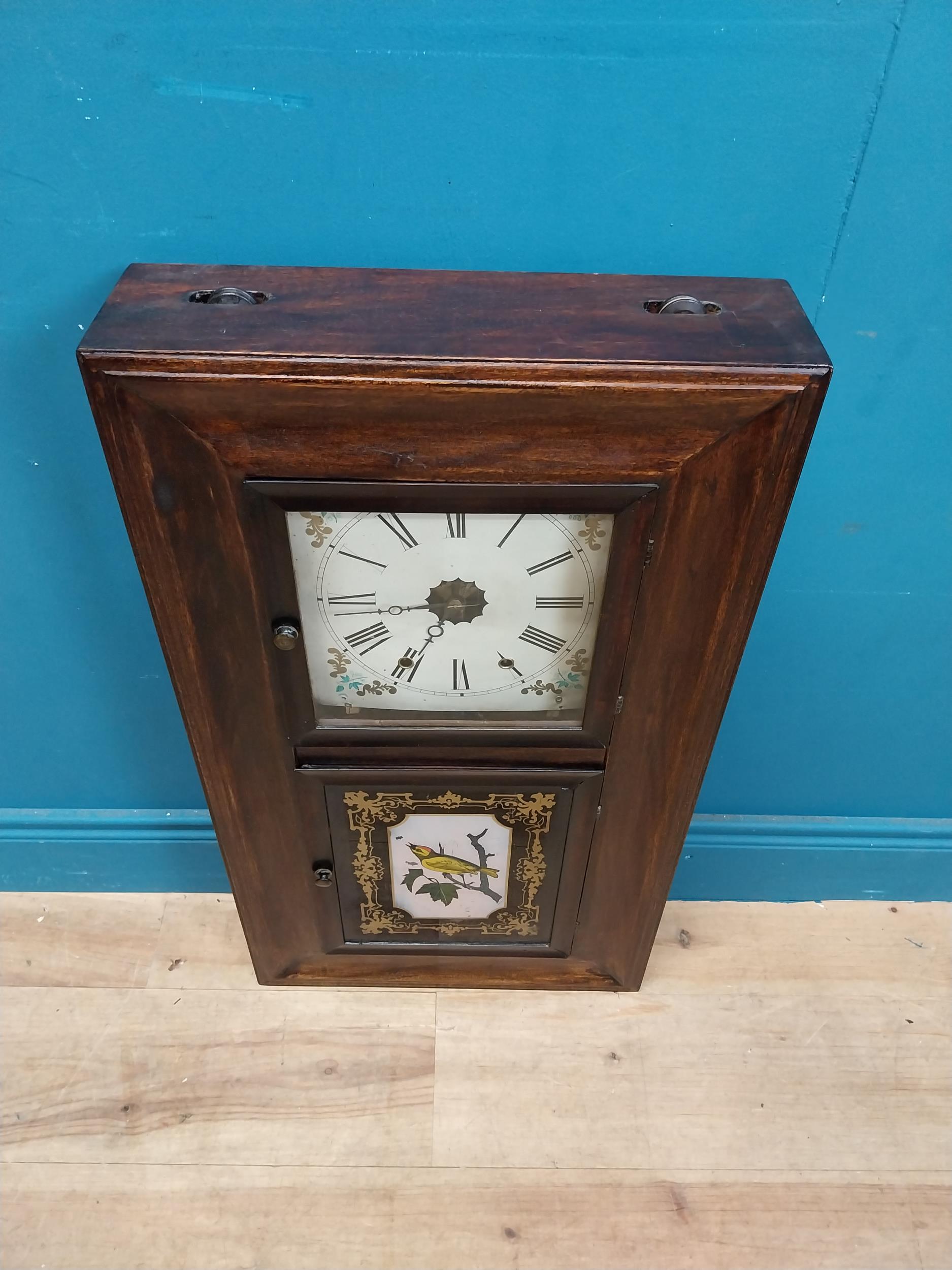 Early 20th C. mahogany wall clock {77 cm H x 43 cm W x 13 cm D}. - Image 5 of 7