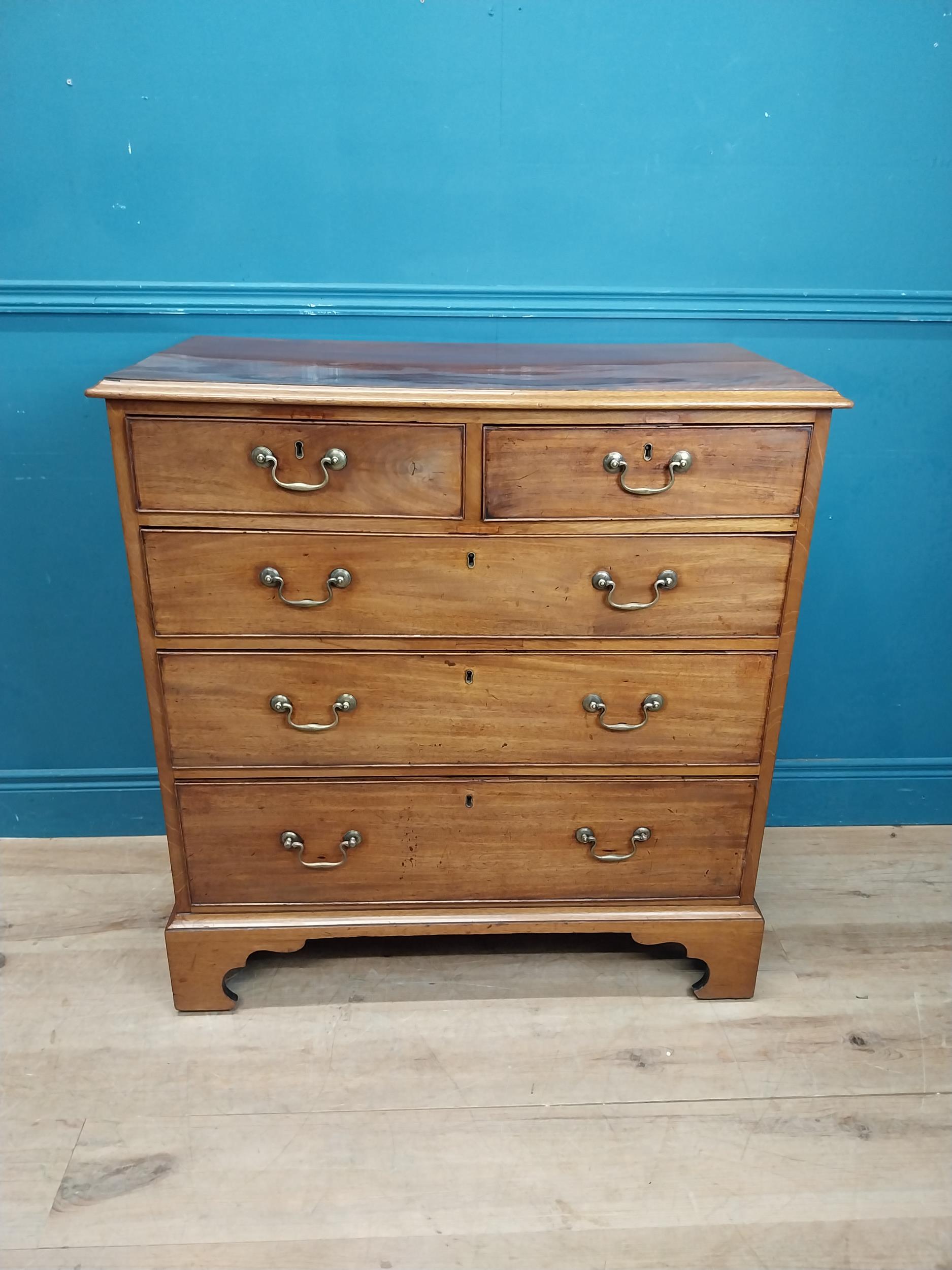 19th C. chest of drawers with three long drawers over two short drawers raised on shaped bracket - Image 2 of 5
