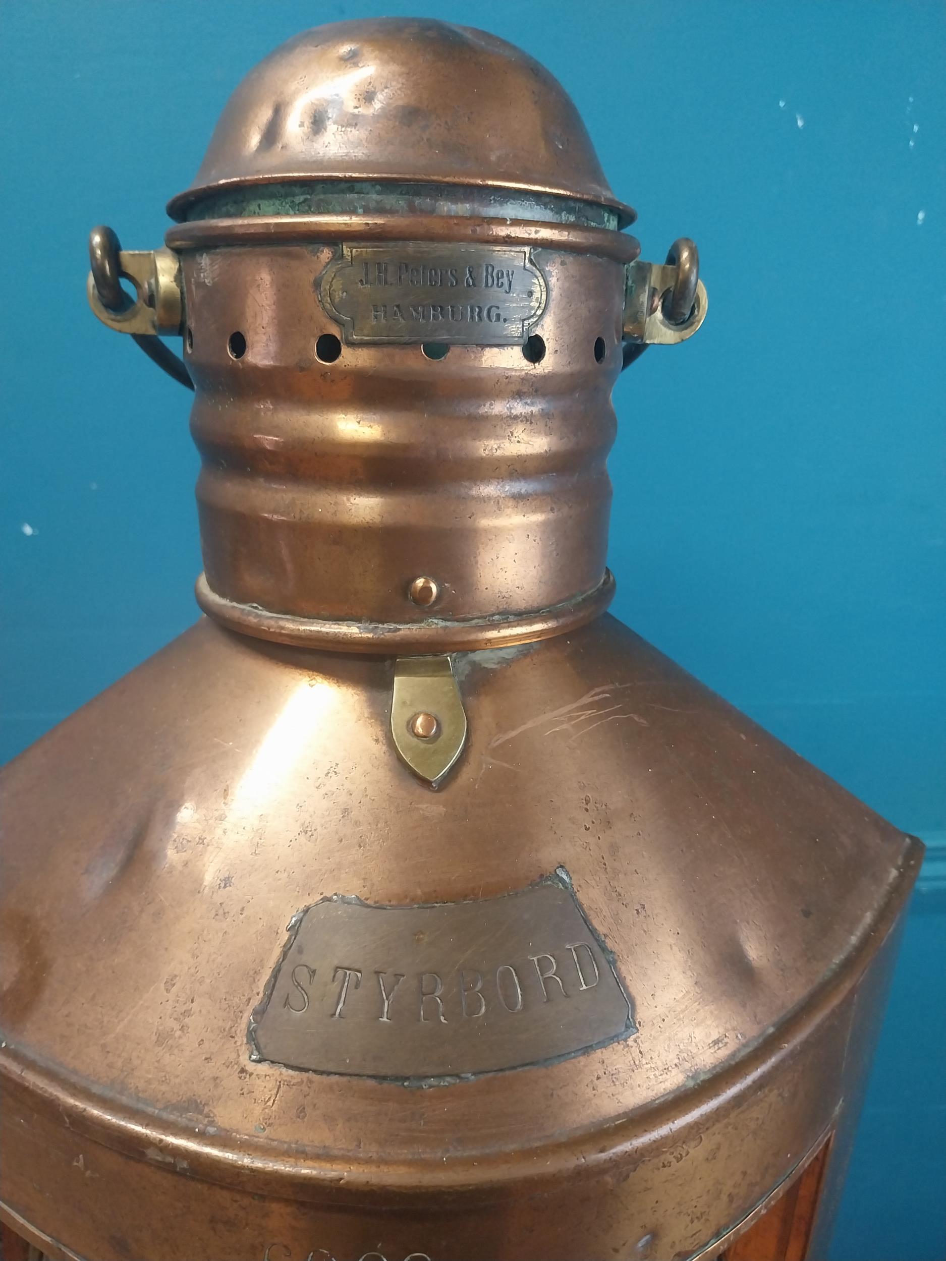 19th C. copper ships lantern {60 cm H x 33 cm W x 30 cm D}. - Image 3 of 6