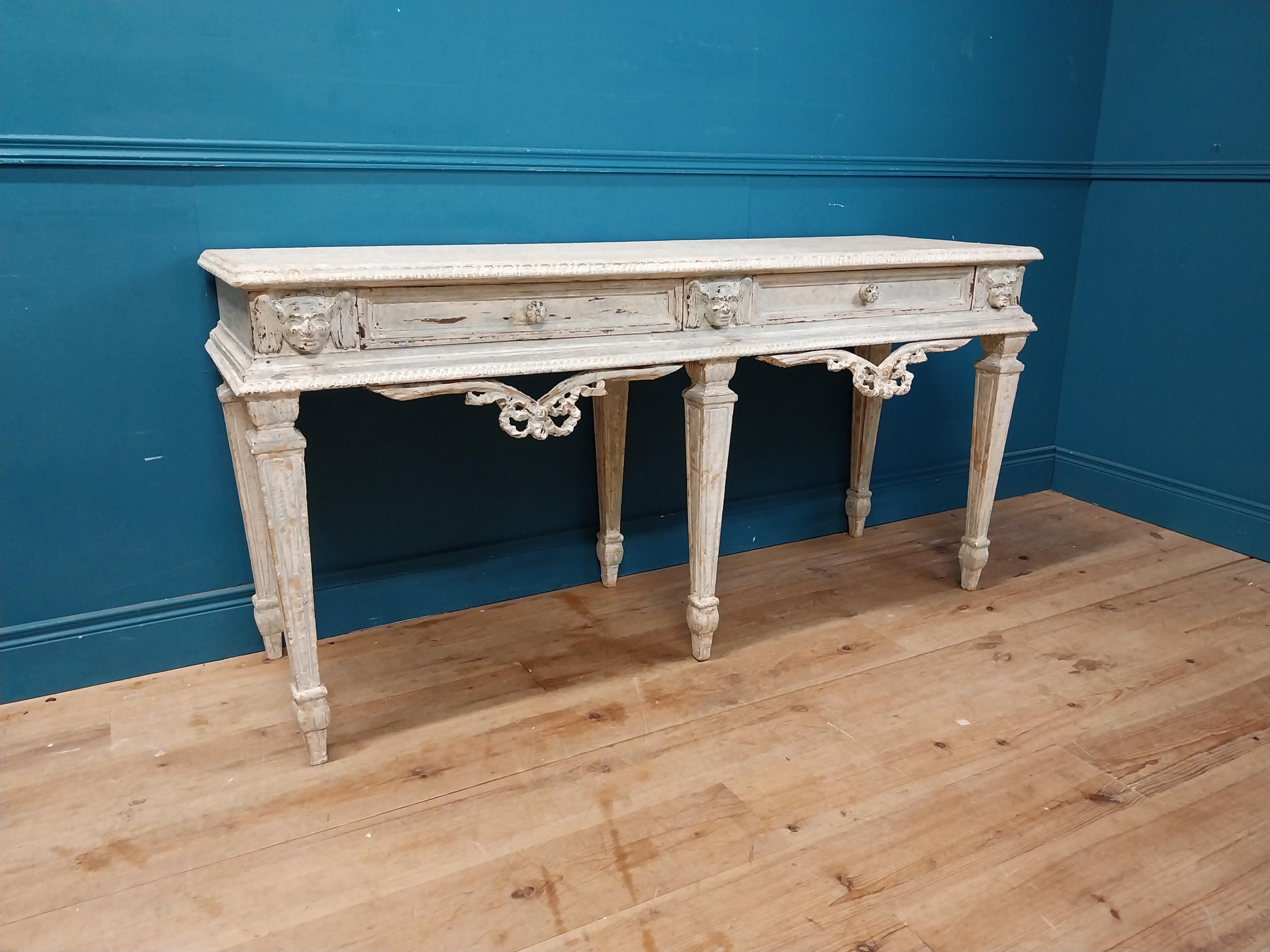 Good quality French painted pine console table with two drawers in the frieze raised on square - Image 3 of 10