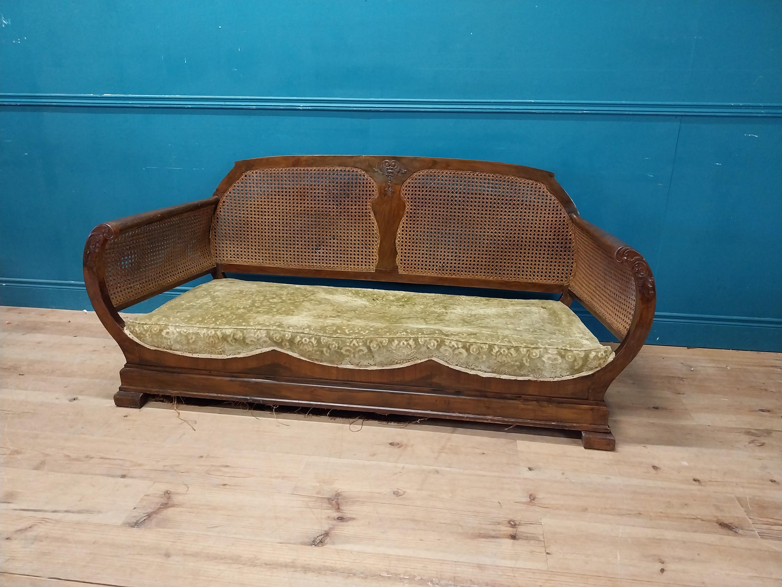Art Deco walnut and bergere cloud three piece suite {Sofa 76 cm H x 175 cm W x 80 cm D and two - Image 3 of 12