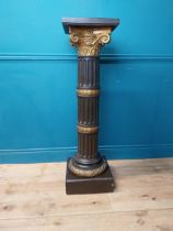 19th C. gilded plaster Corinthian top pedestal {118 cm H x 36 cm W x 36 cm D}.
