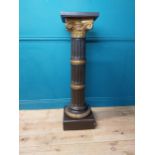 19th C. gilded plaster Corinthian top pedestal {118 cm H x 36 cm W x 36 cm D}.