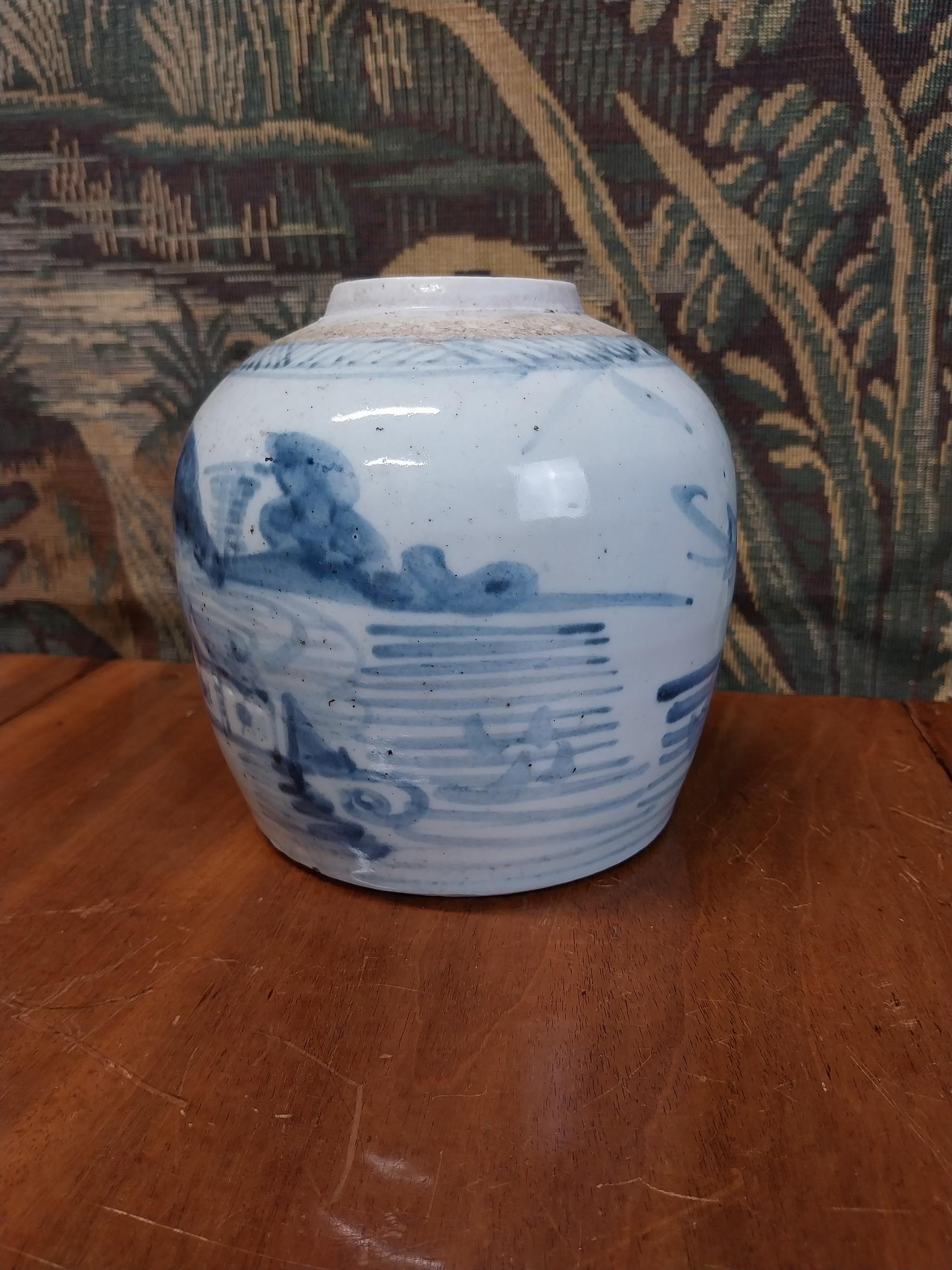 19th C. blue and white ginger jar {15 cm H x 15 cm Dia.}. - Image 3 of 4