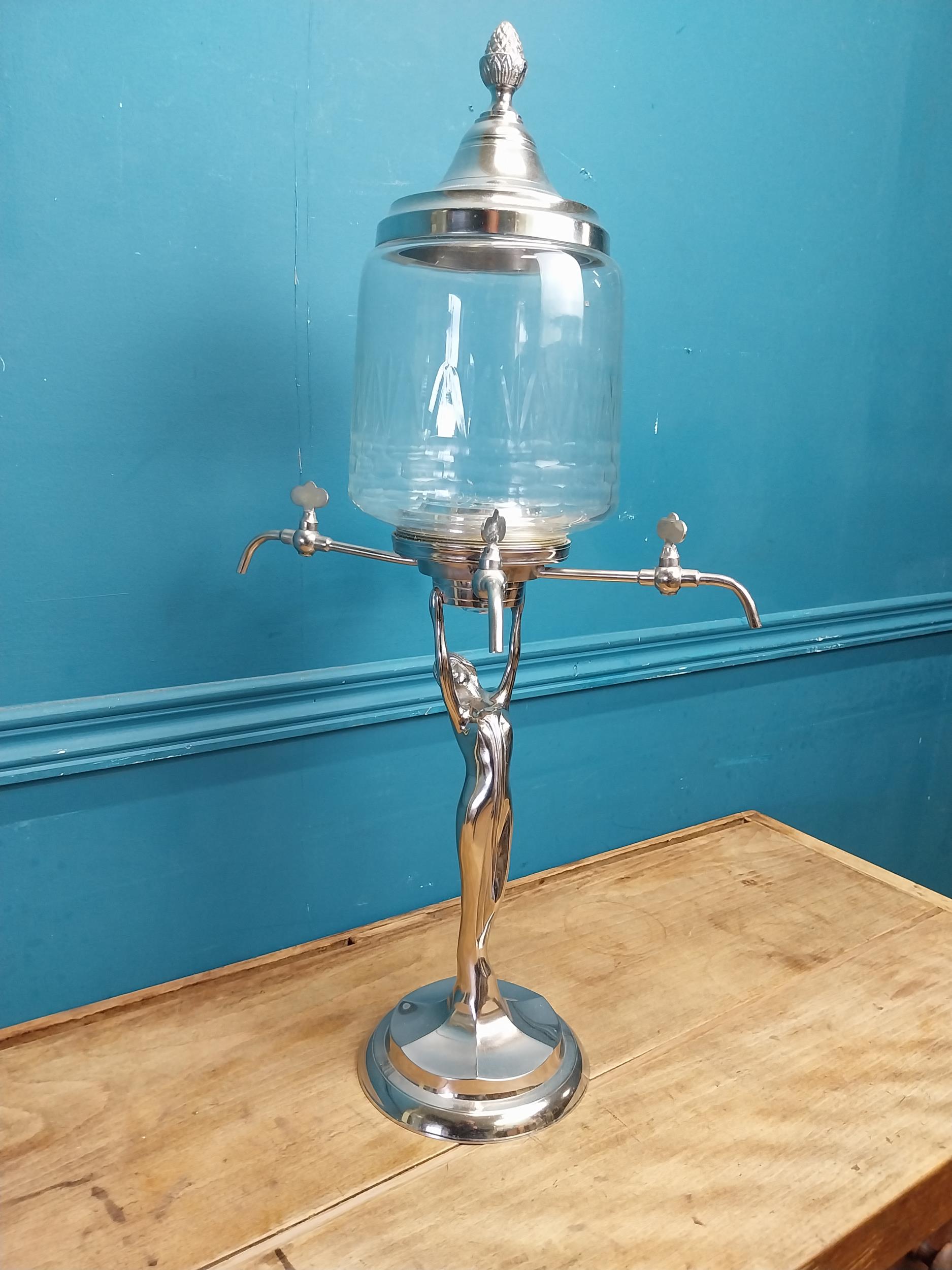 Art Deco Silver plate and glass four tap Absinthe dispenser {}. - Image 2 of 7