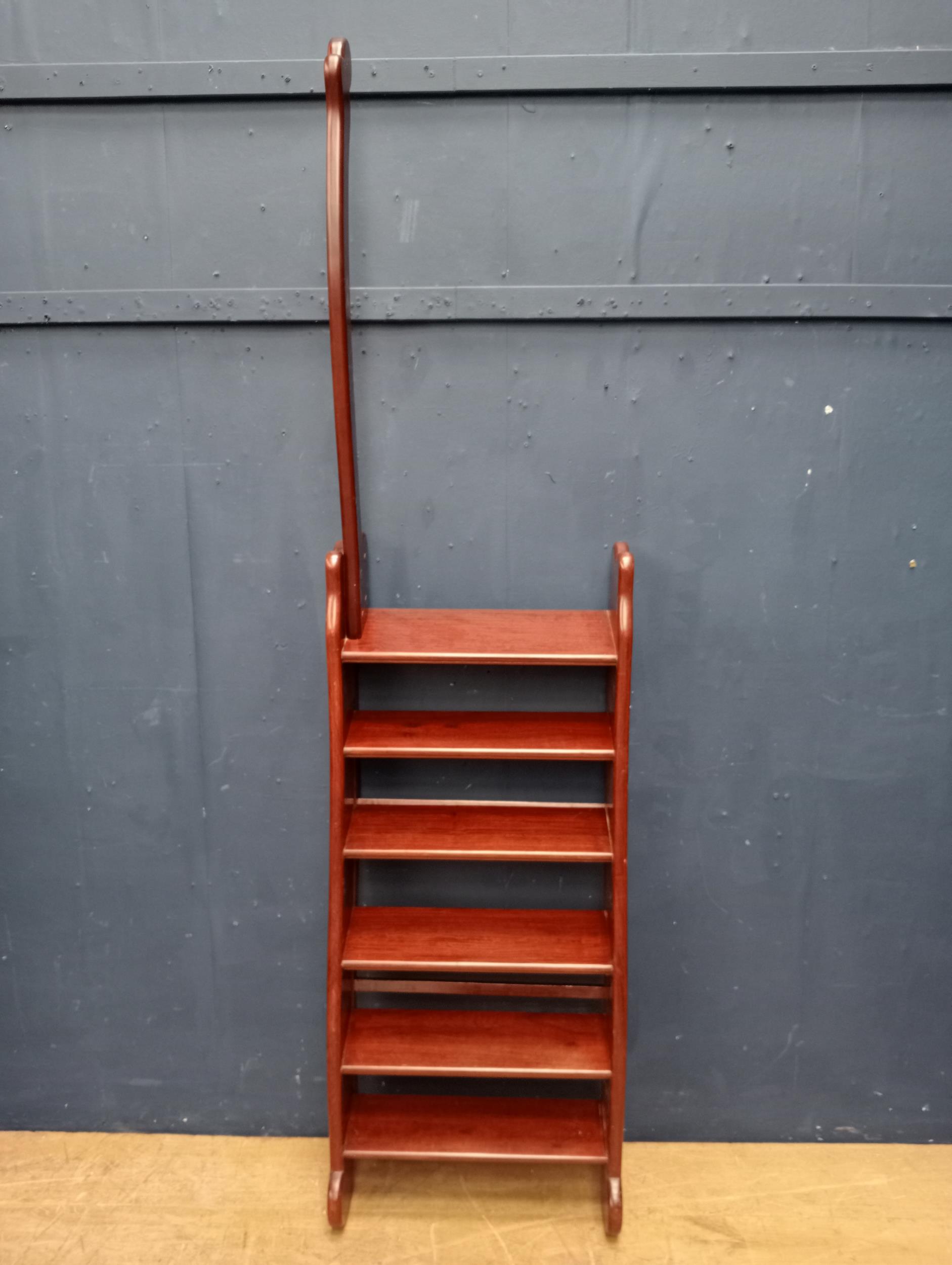 Victorian mahogany folding library steps {H 110cm x W 50cm x D 90cm}. - Image 5 of 6