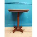 19th C. mahogany lamp table with brass gallery on single column on platform base. {77 cm H x 52 cm W