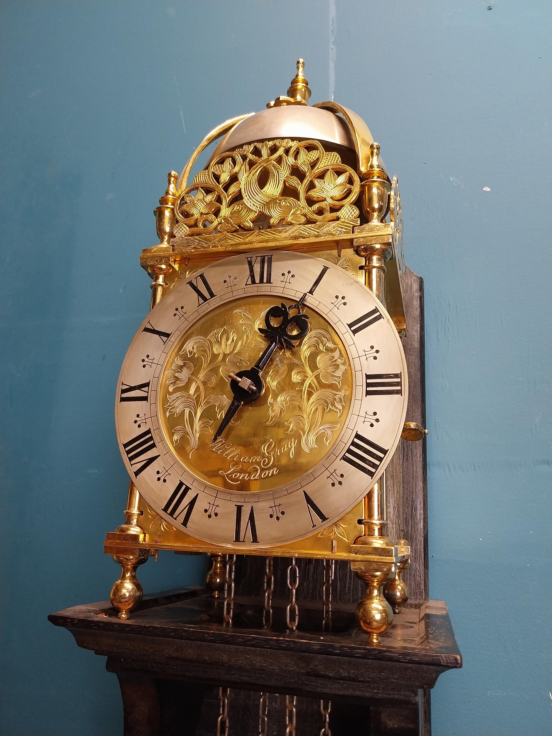 1970's gold plated lantern clock William Gray London. { 60cm H X 18cm Sq. }. - Image 7 of 14