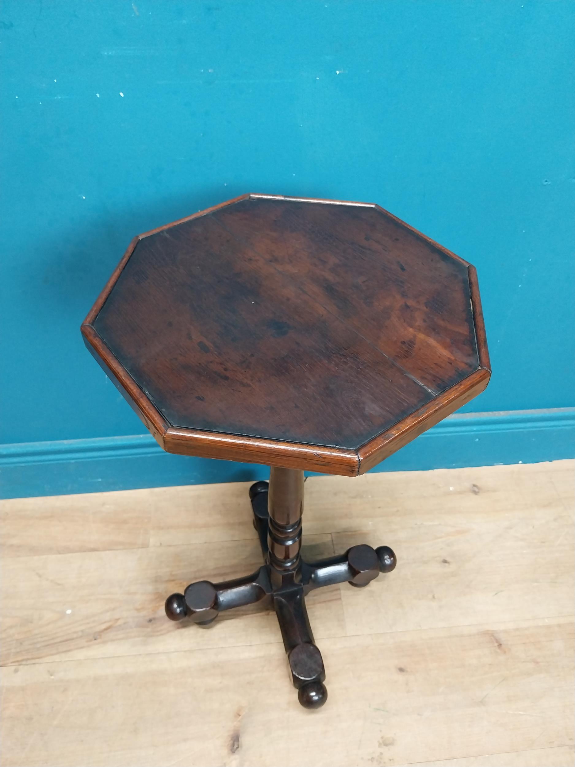 Rare 19th C. fruitwood wine table with octagonal top on turned column in the Aesthetic movement - Image 4 of 8