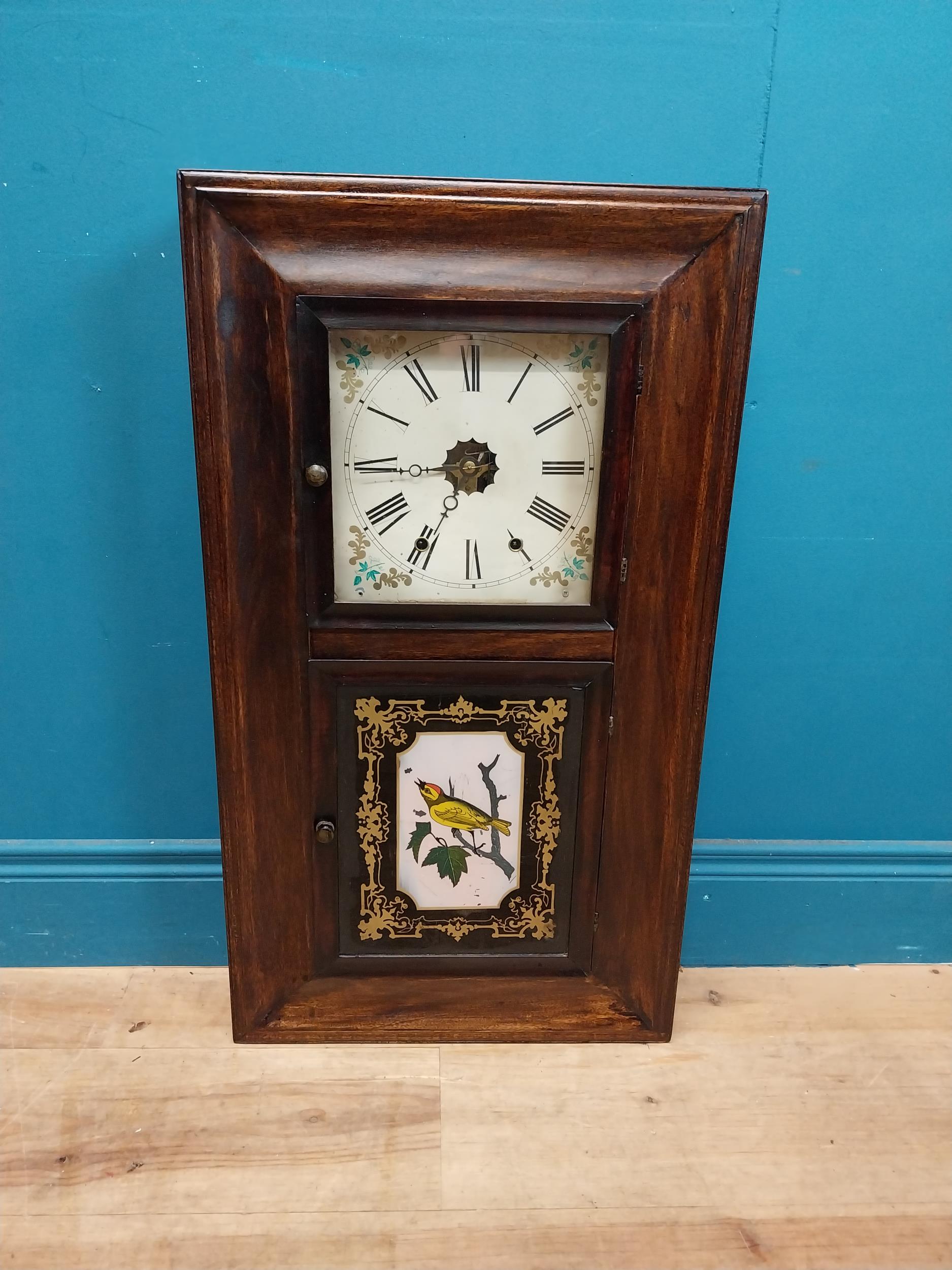 Early 20th C. mahogany wall clock {77 cm H x 43 cm W x 13 cm D}. - Image 2 of 7