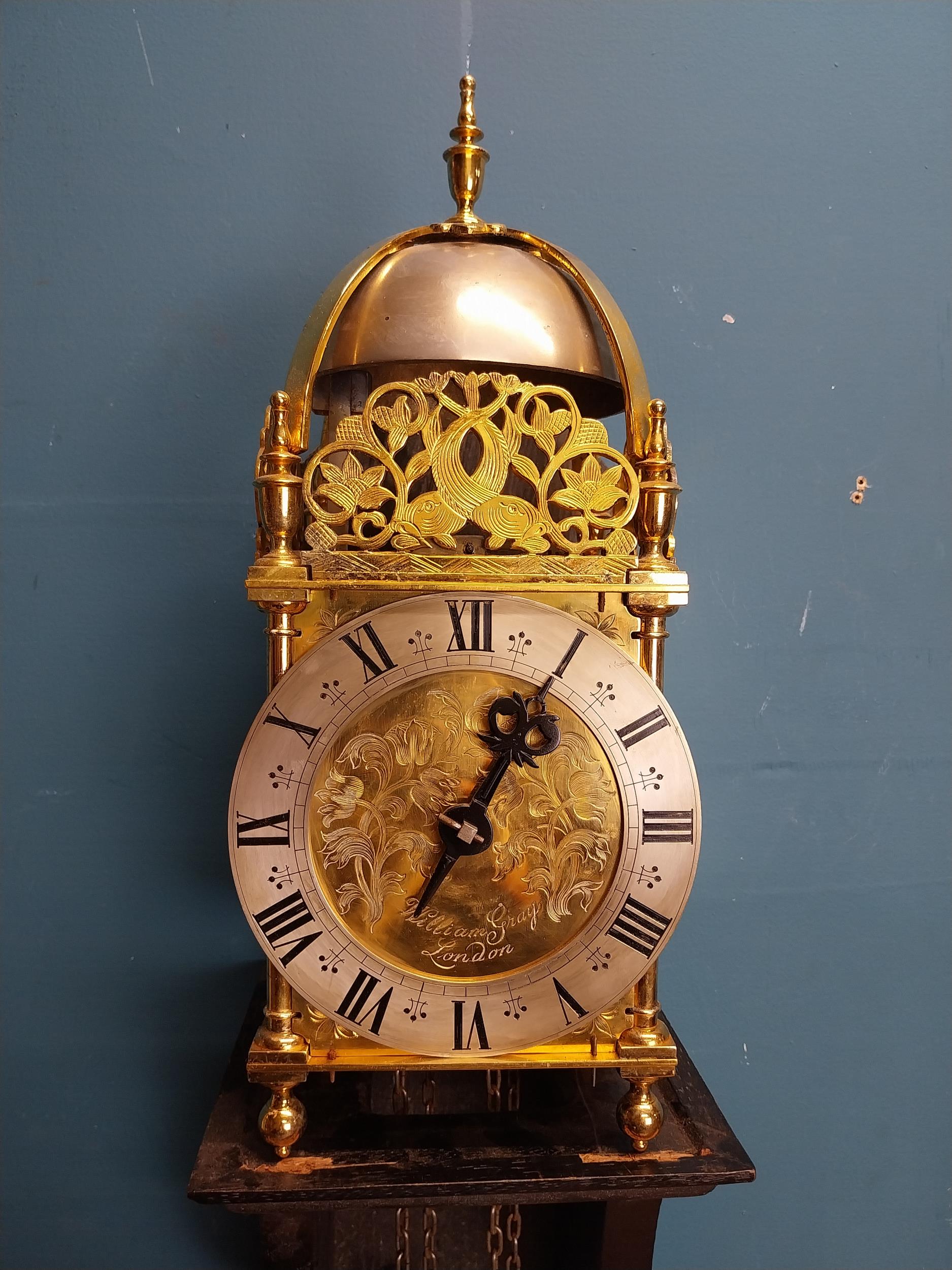 1970's gold plated lantern clock William Gray London. { 60cm H X 18cm Sq. }. - Image 5 of 14