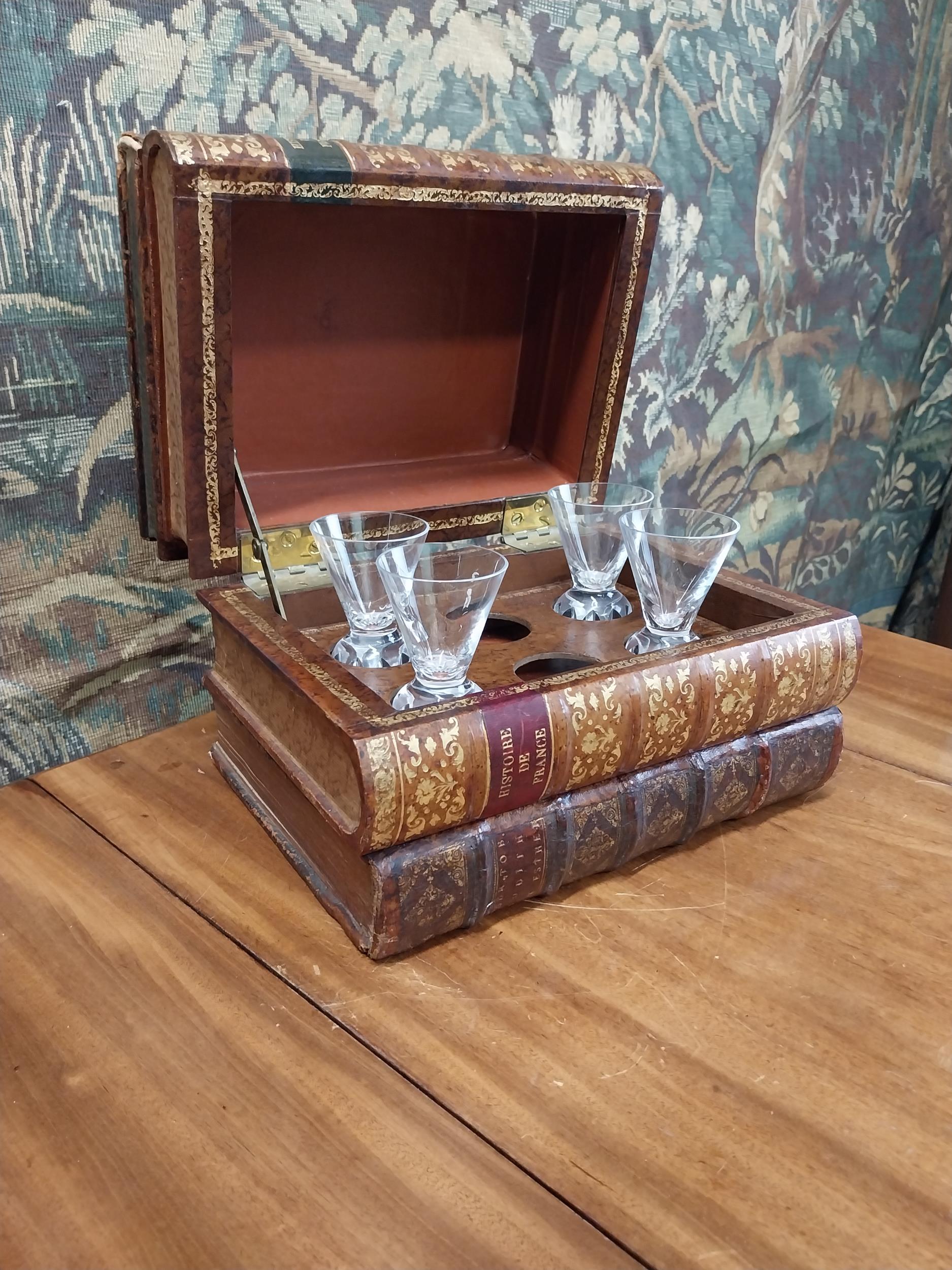 Early 20th C. decanter box in the form of books {19 cm H x 26 cm W x 21 cm D}. - Image 2 of 9