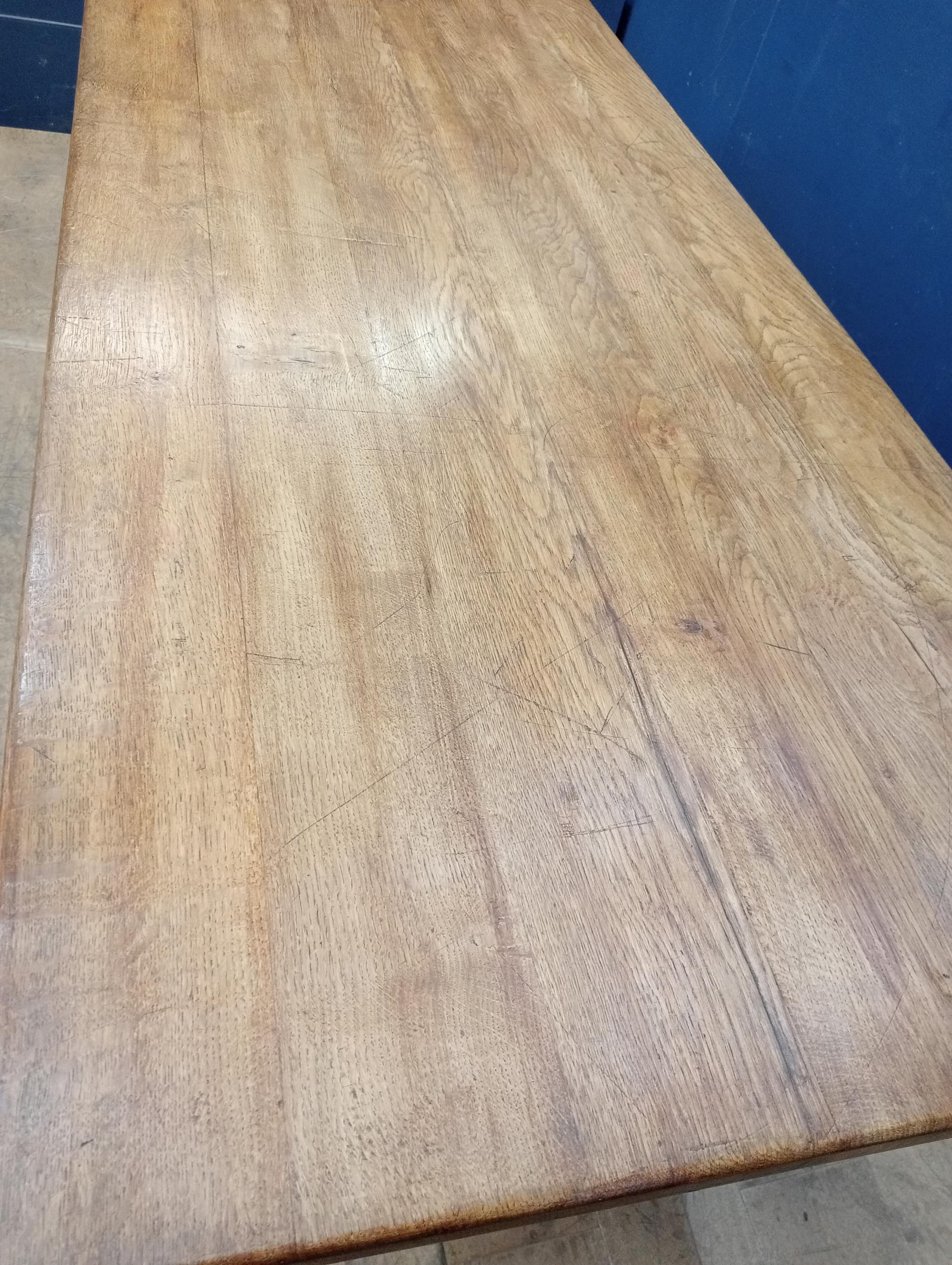 Large oak refectory table {H 75cm x W 212cm x D 87cm}. - Image 2 of 5