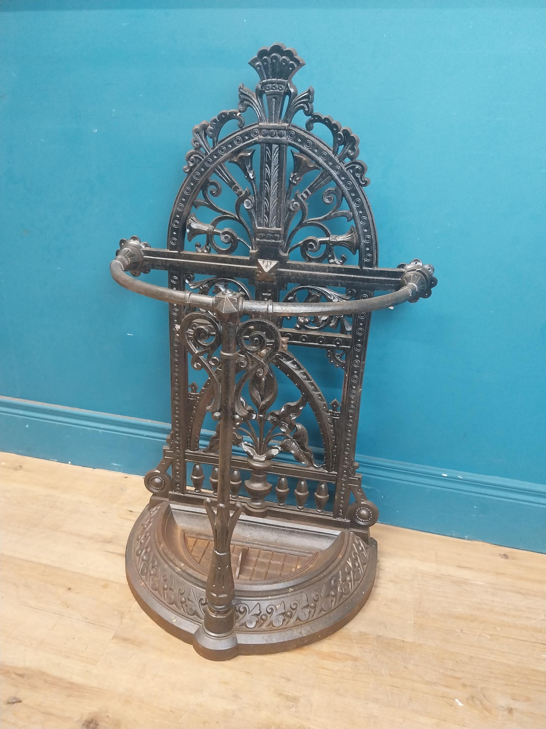 19th C. cast iron Coalbrookdale stick stand. {90 cm H x 53 cm W x 30 cm D}. - Image 7 of 9