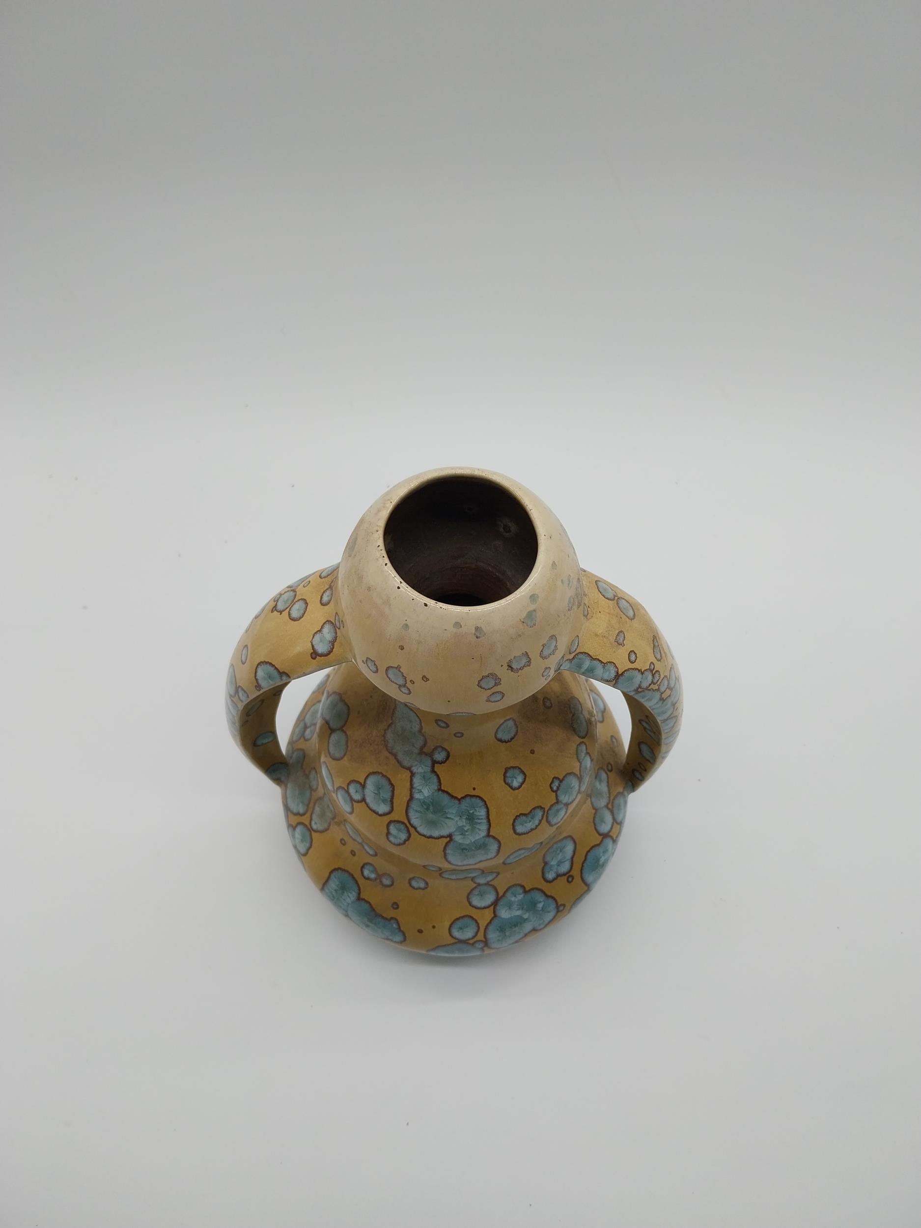 Early 20th C. French ceramic vase with two handles. {26 cm H x 20 cm W x 16 cm D}. - Image 3 of 6