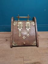 19th C. mahogany coal bucket with brass mounts and handle. {34 cm H x 33 cm W x 55 cm D}.